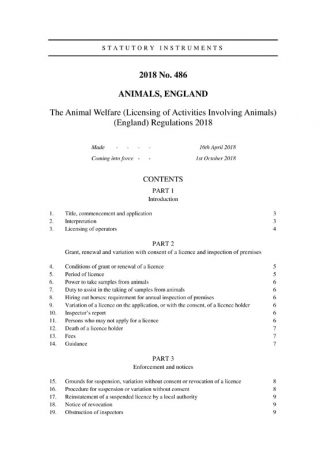The Animal Welfare Regulations 2018 DEFRA Report