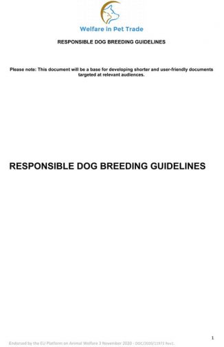 Responsible Dog Breeding Guidelines 2020 - European Commission
