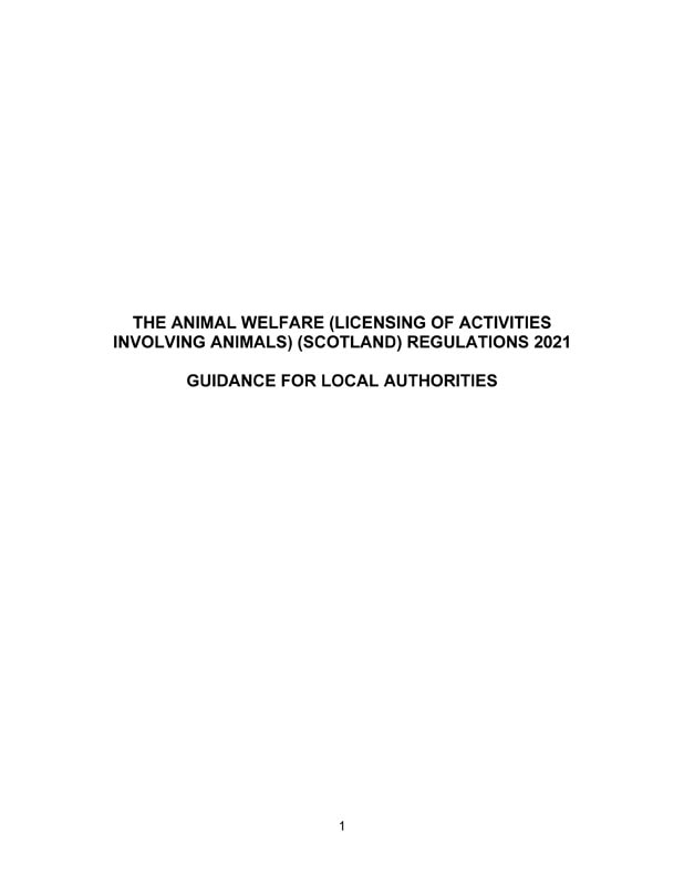 The Animal Welfare (Scotland) Regulations 2021 Cavalier Matters